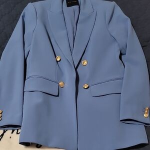 Elie Tahari Blue Blazer with Gold Buttons